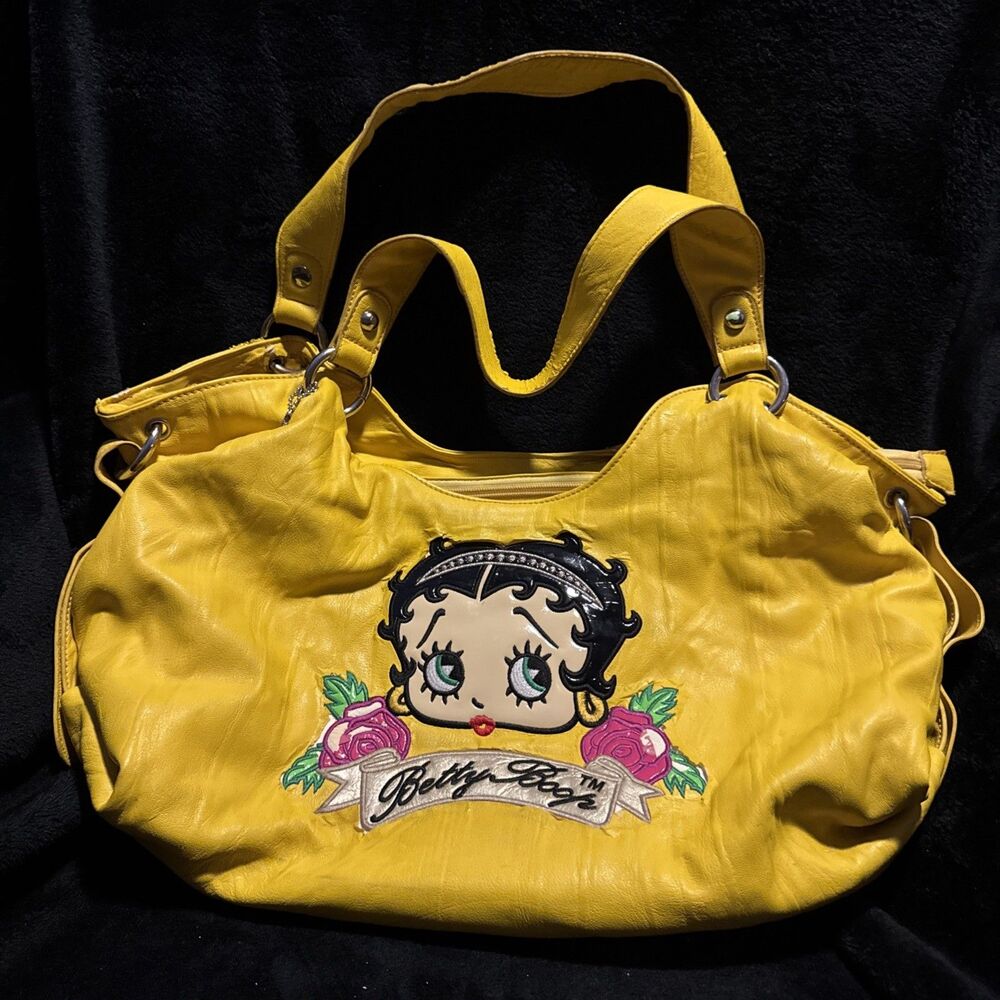 Betty Boop Satchel Bag Womens Yellow Faux Leather Purse